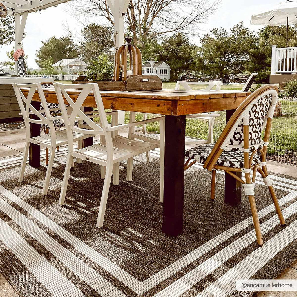 Coonamble Bordered Anthracite Outdoor Rug