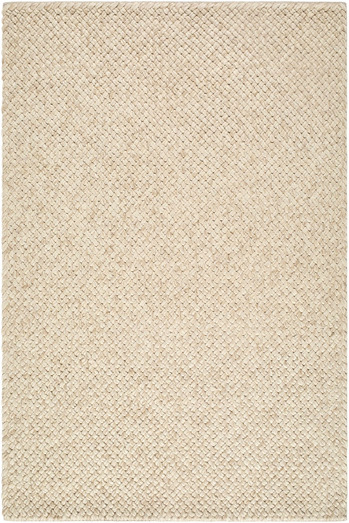 Rowue Ivory Solid Hand Woven Wool Area Rug