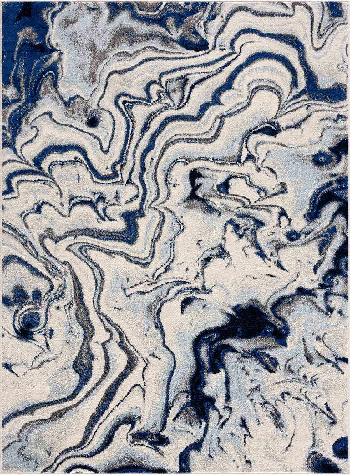 Glendon Cream Blue Marble Rug - Clearance