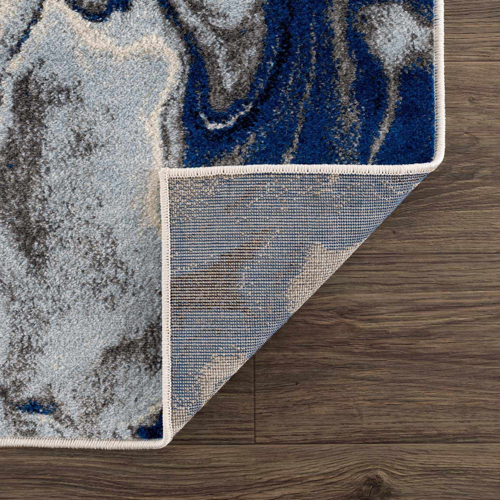 Glendon Cream Blue Marble Rug - Clearance