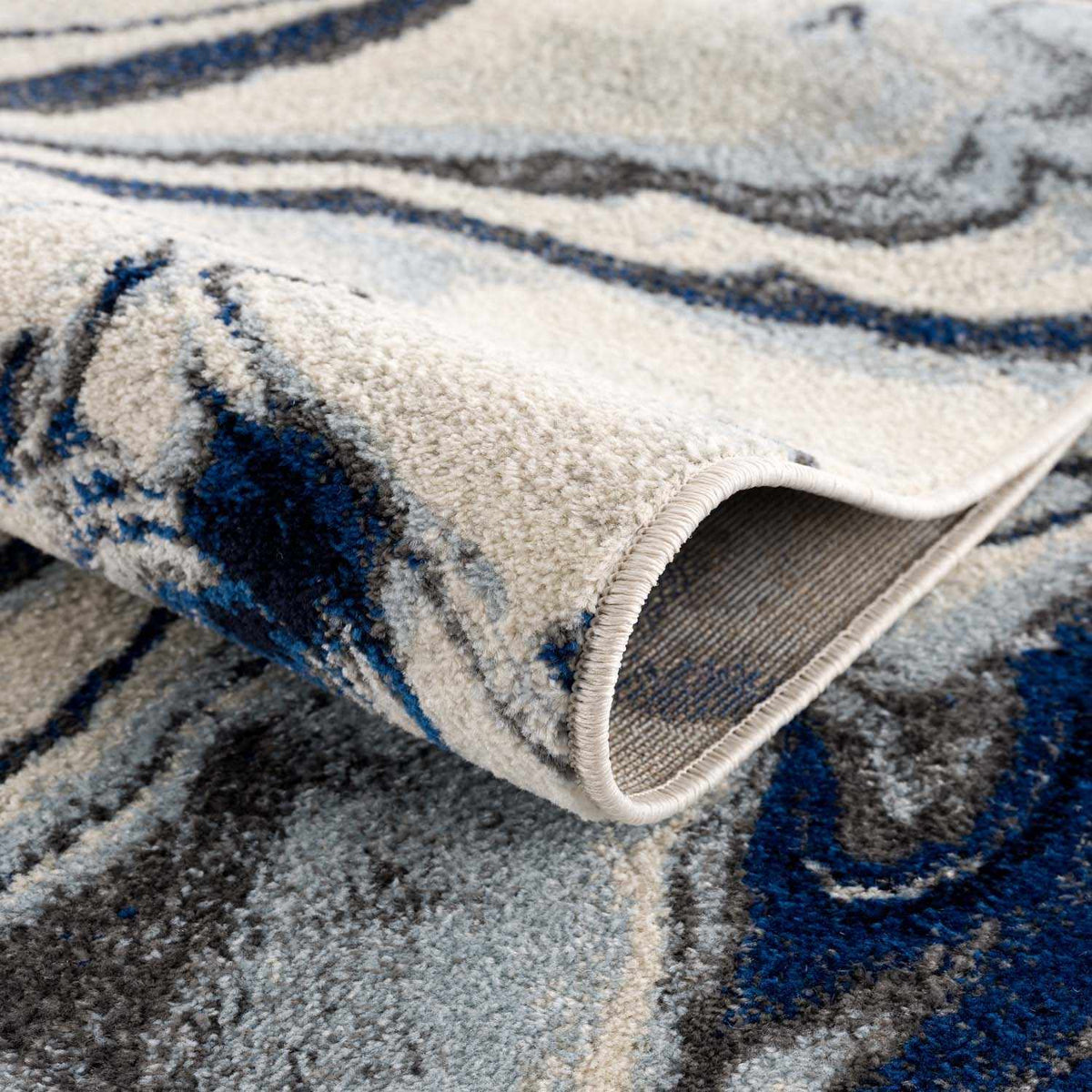 Glendon Cream Blue Marble Rug - Clearance