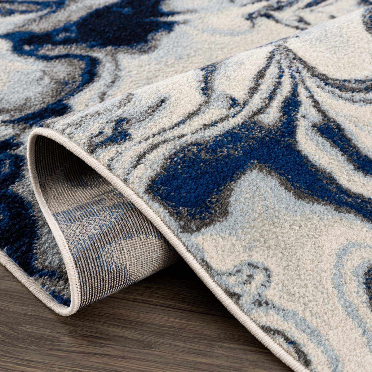 Glendon Cream Blue Marble Rug - Clearance
