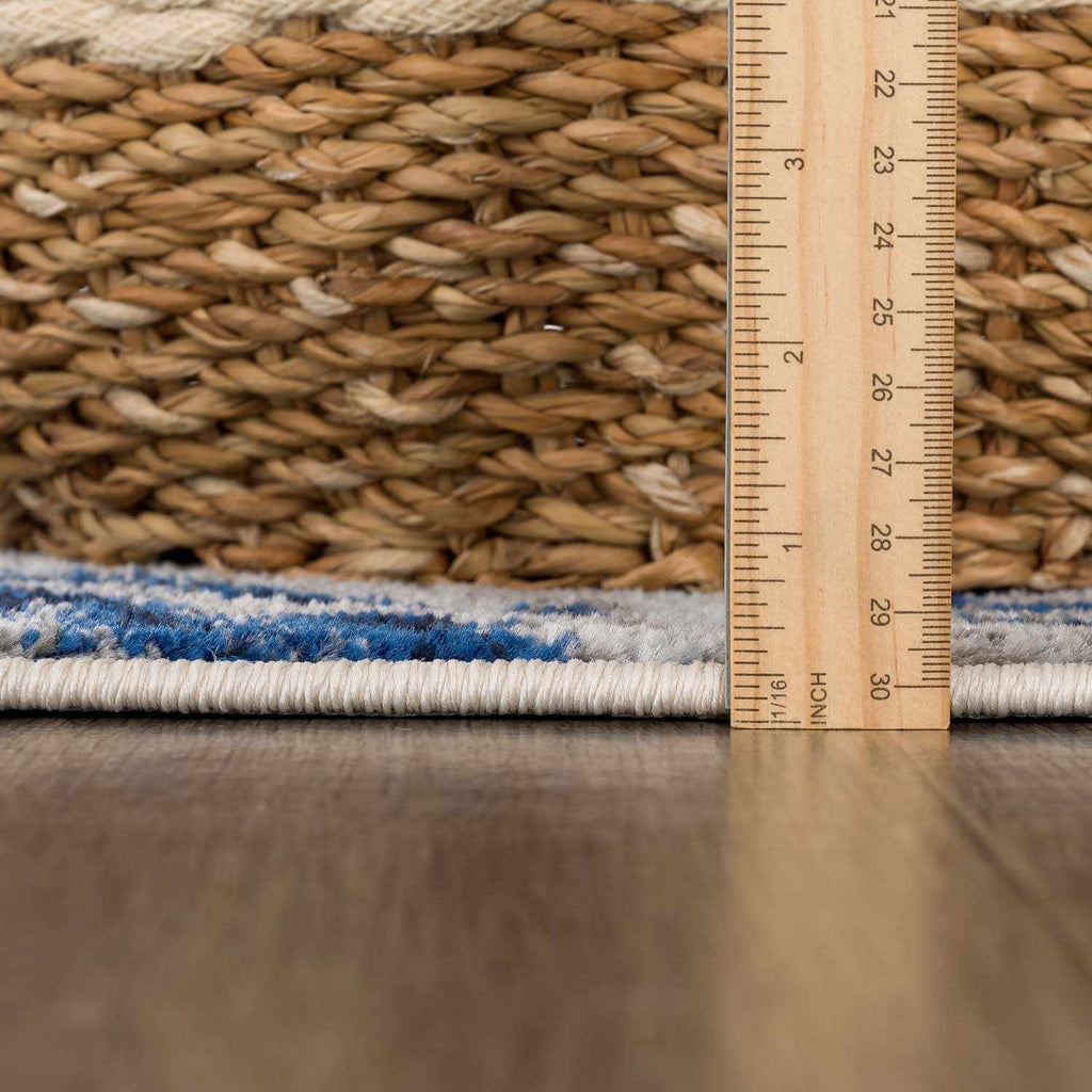 Glendon Cream Blue Marble Rug - Clearance
