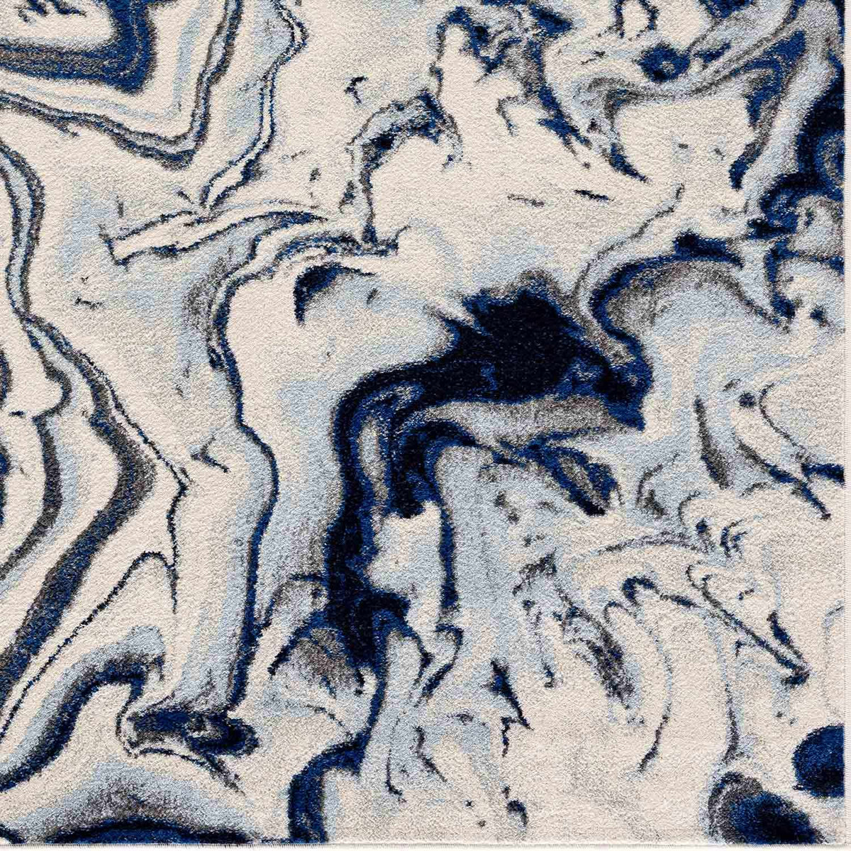 Glendon Cream Blue Marble Rug - Clearance
