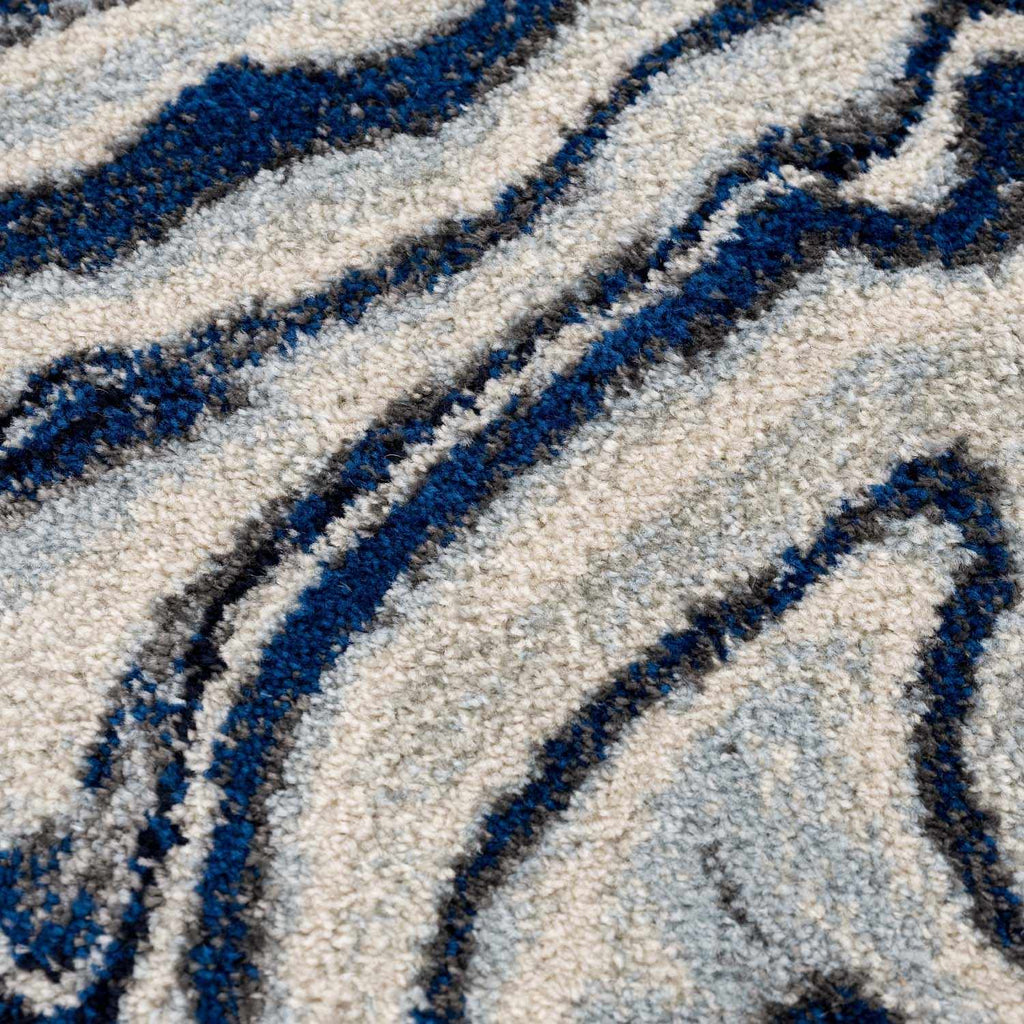 Glendon Cream Blue Marble Rug - Clearance