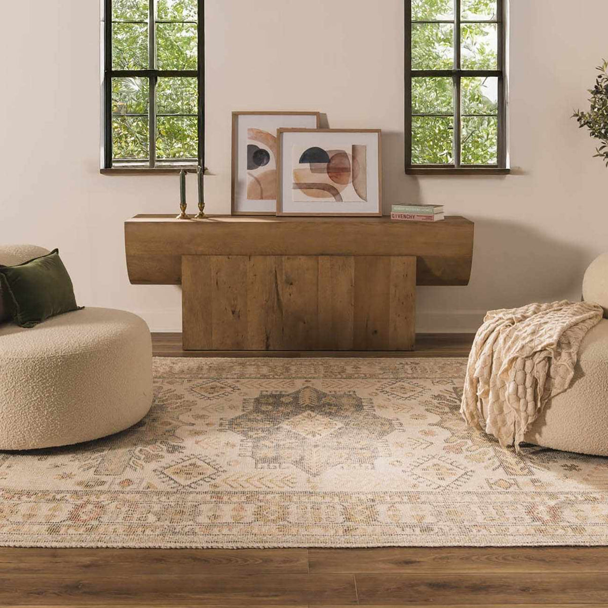Chaela Ivory & Olive Area Rug