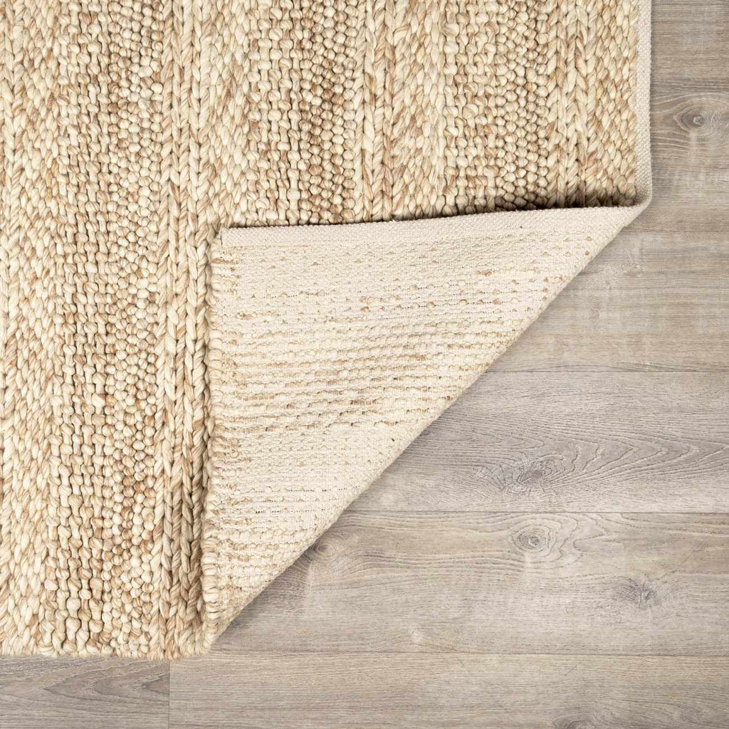 Ctadqe Beige Stripe Hand Woven Wool Area Rug