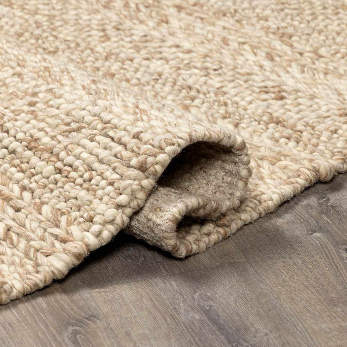Ctadqe Beige Stripe Hand Woven Wool Area Rug