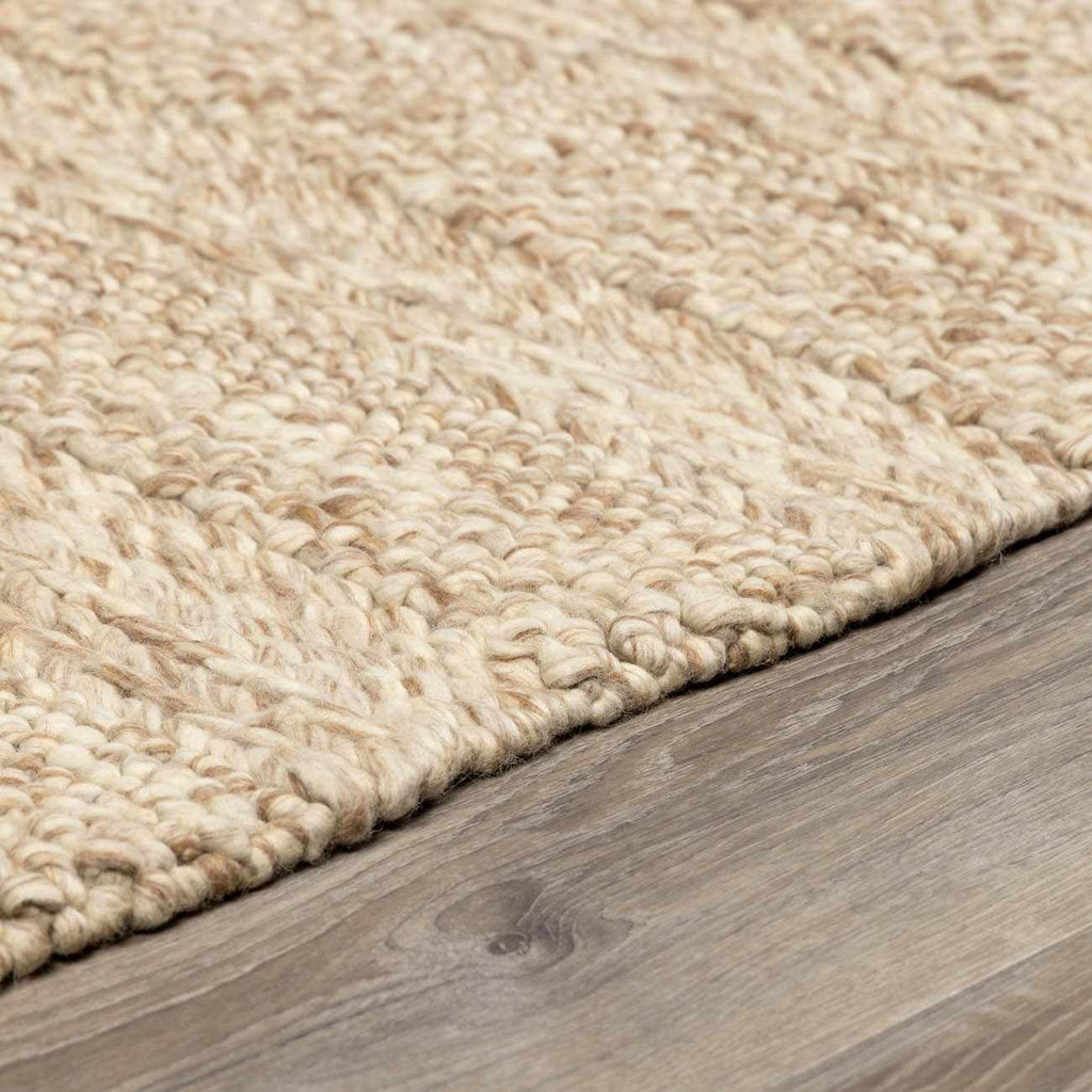 Ctadqe Beige Stripe Hand Woven Wool Area Rug