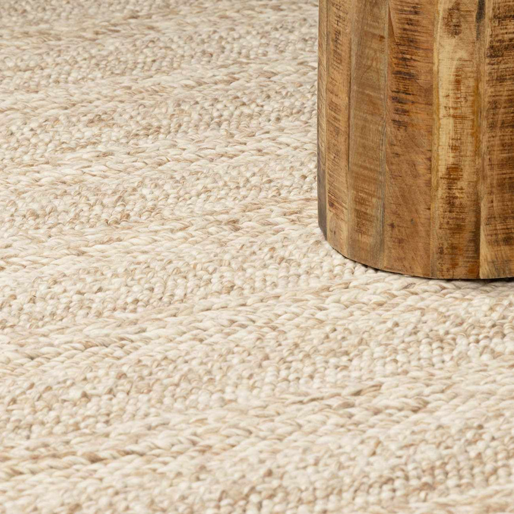 Ctadqe Beige Stripe Hand Woven Wool Area Rug