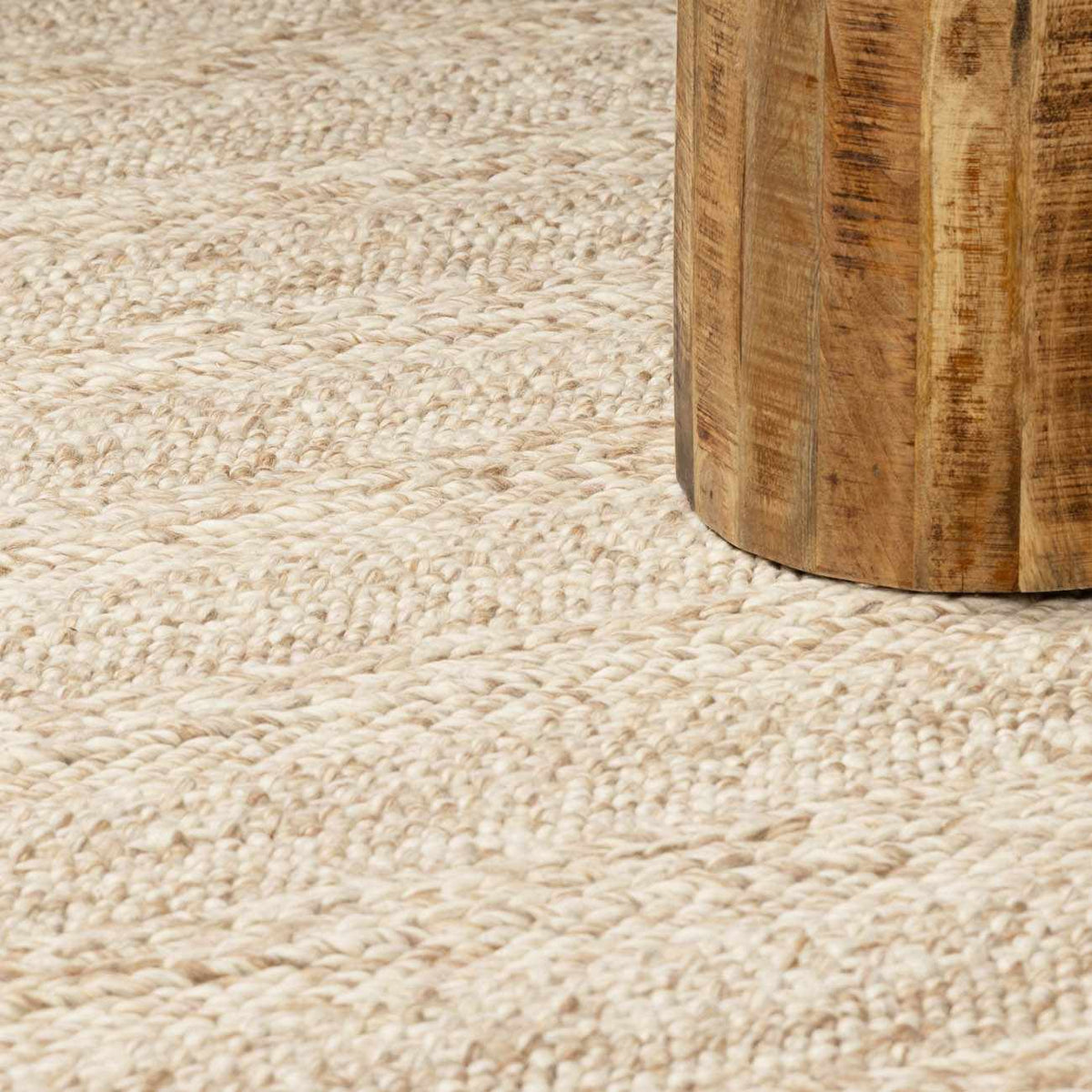 Ctadqe Beige Stripe Hand Woven Wool Area Rug