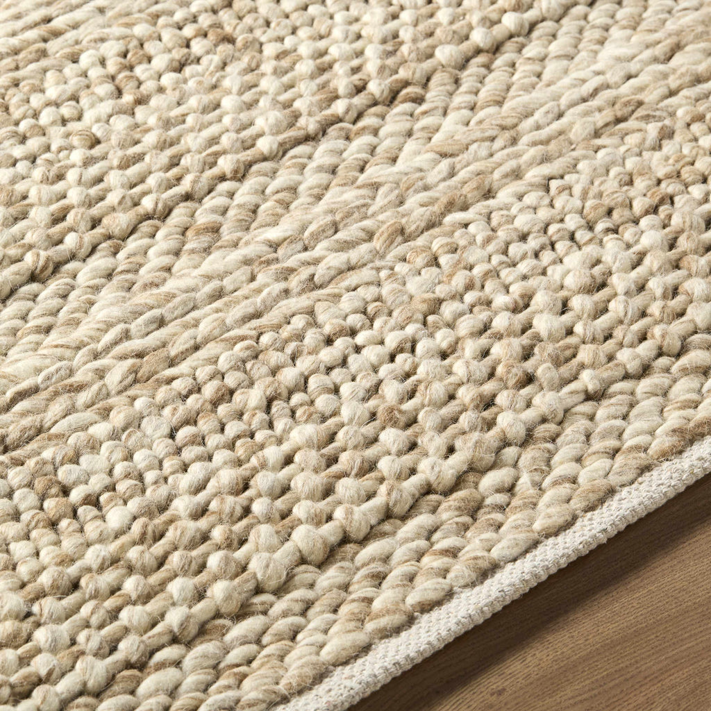 Ctadqe Beige Stripe Hand Woven Wool Area Rug