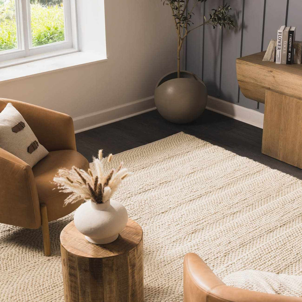 Clarke Beige Textured Wool Rug