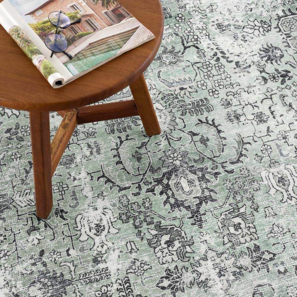 Green Holi-4605 Washable Area Rug - Clearance