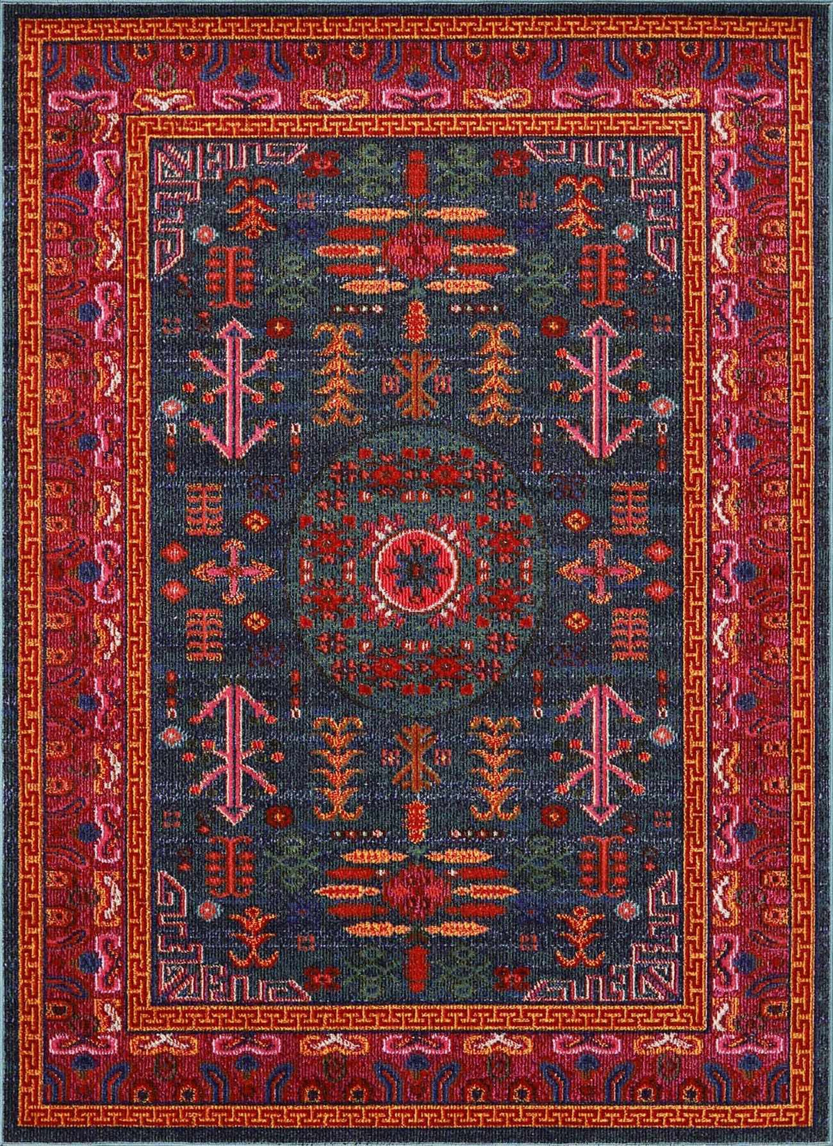 Cleveland Colorful Traditional Area Rug - Teal, Aqua, Navy
