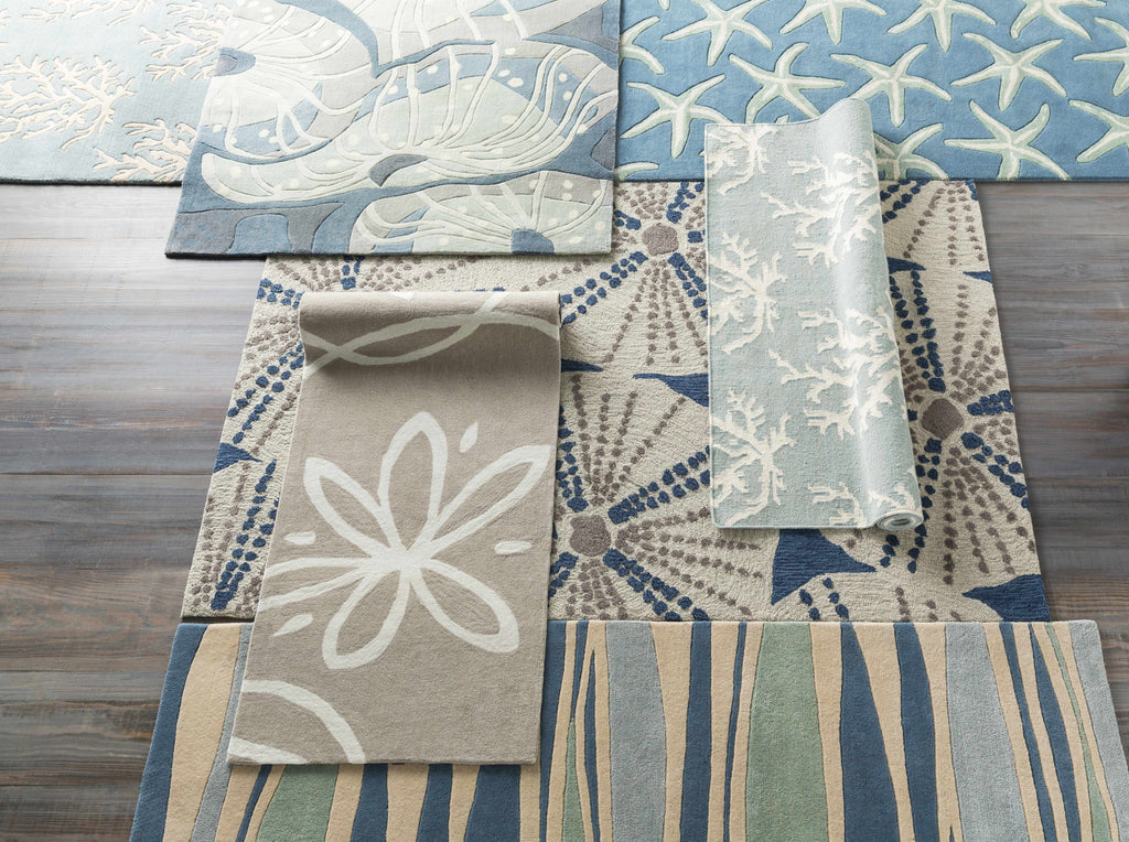 Carversville Ice Blue Botanical Wool Rug - Clearance