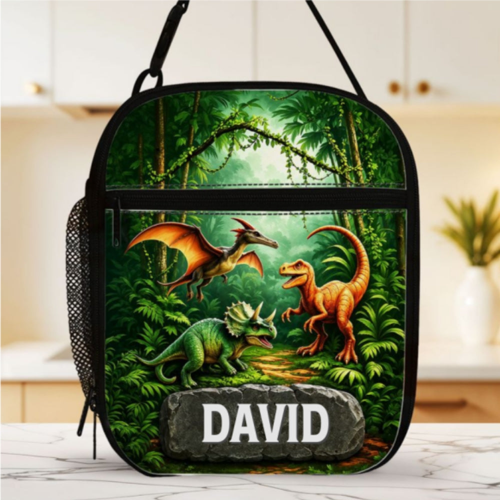 3D Dinosaur Adventure - Personalized Insulated Lunch Bag