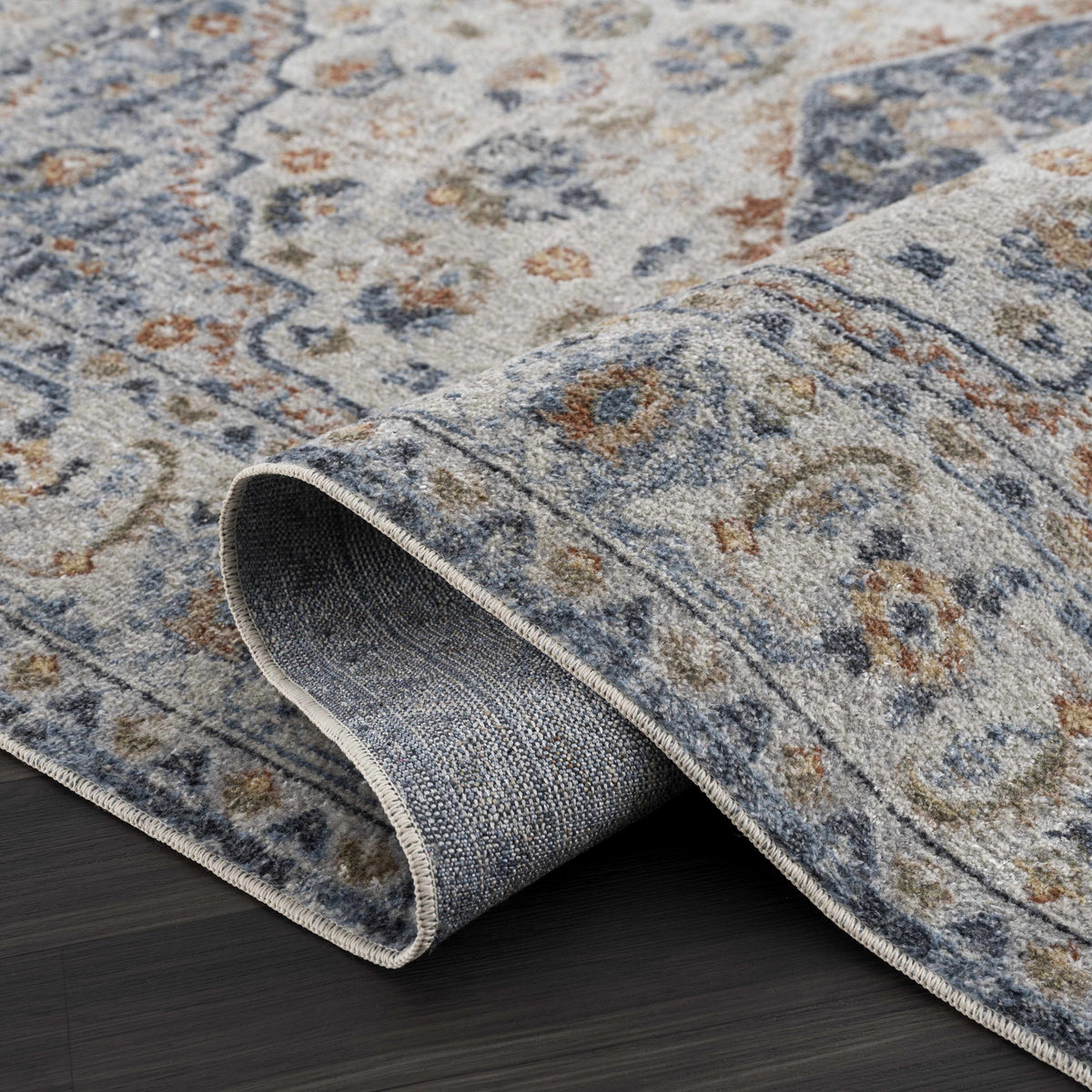 Hiti Cream&Blue Washable Rug - Clearance