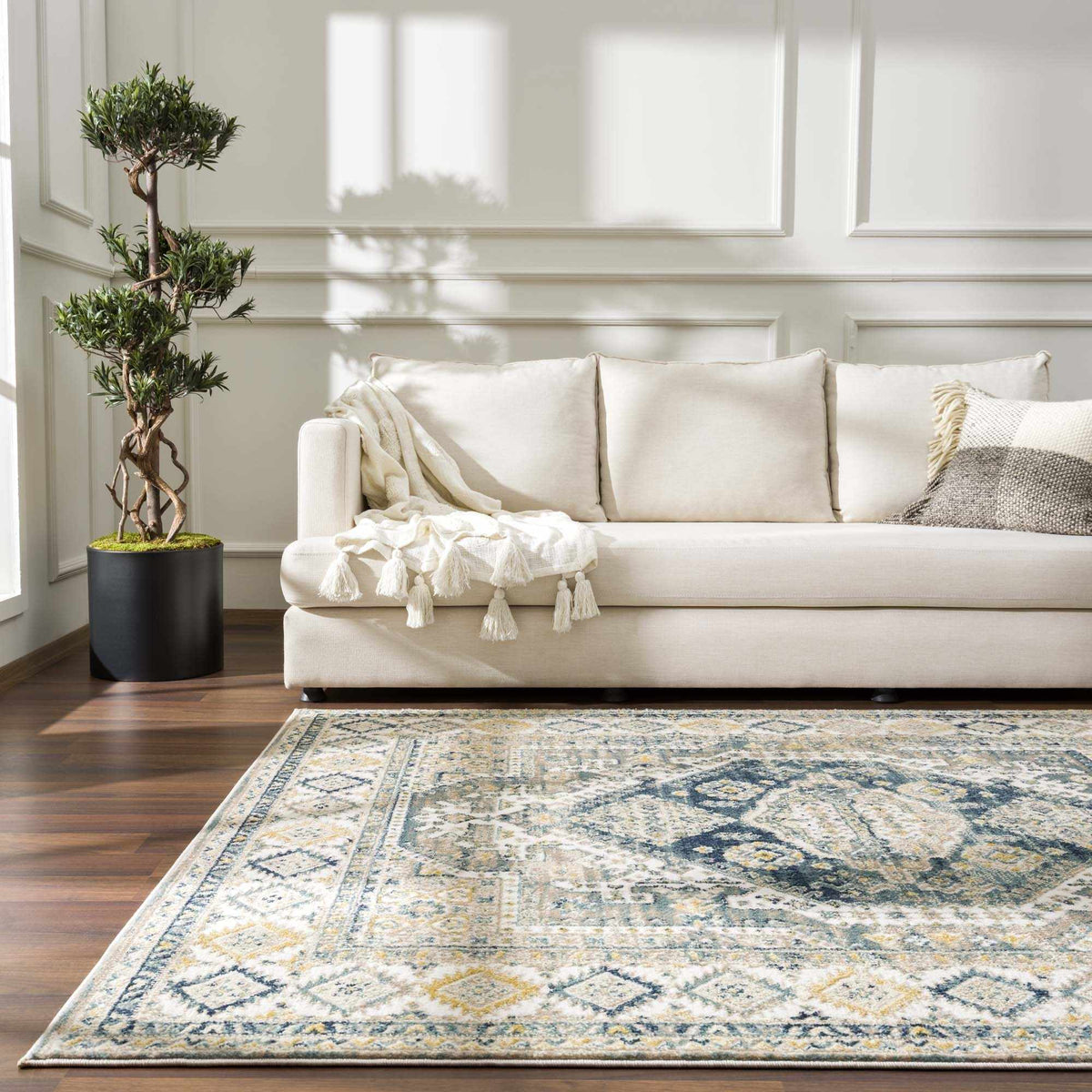Brend Blue Medallion Area Rug - Clearance