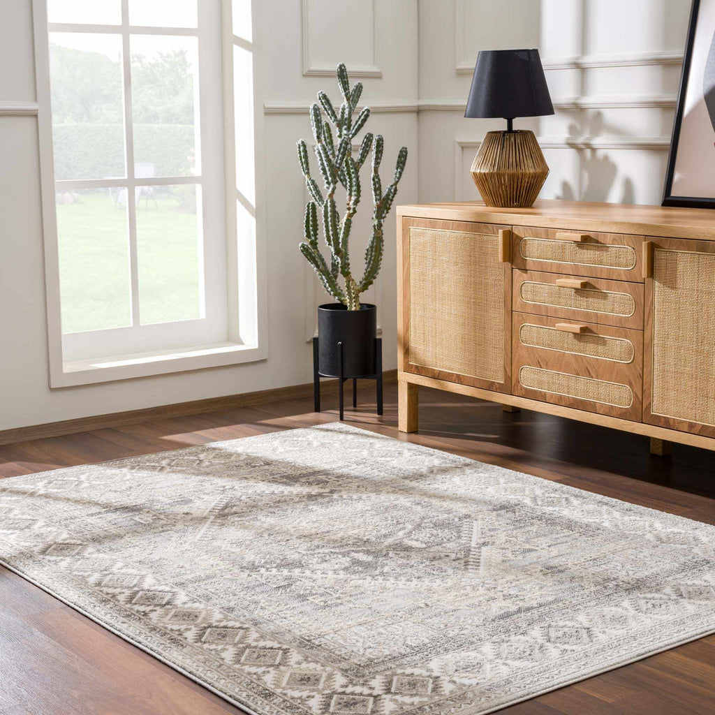 Brend Taupe Medallion Area Rug - Clearance
