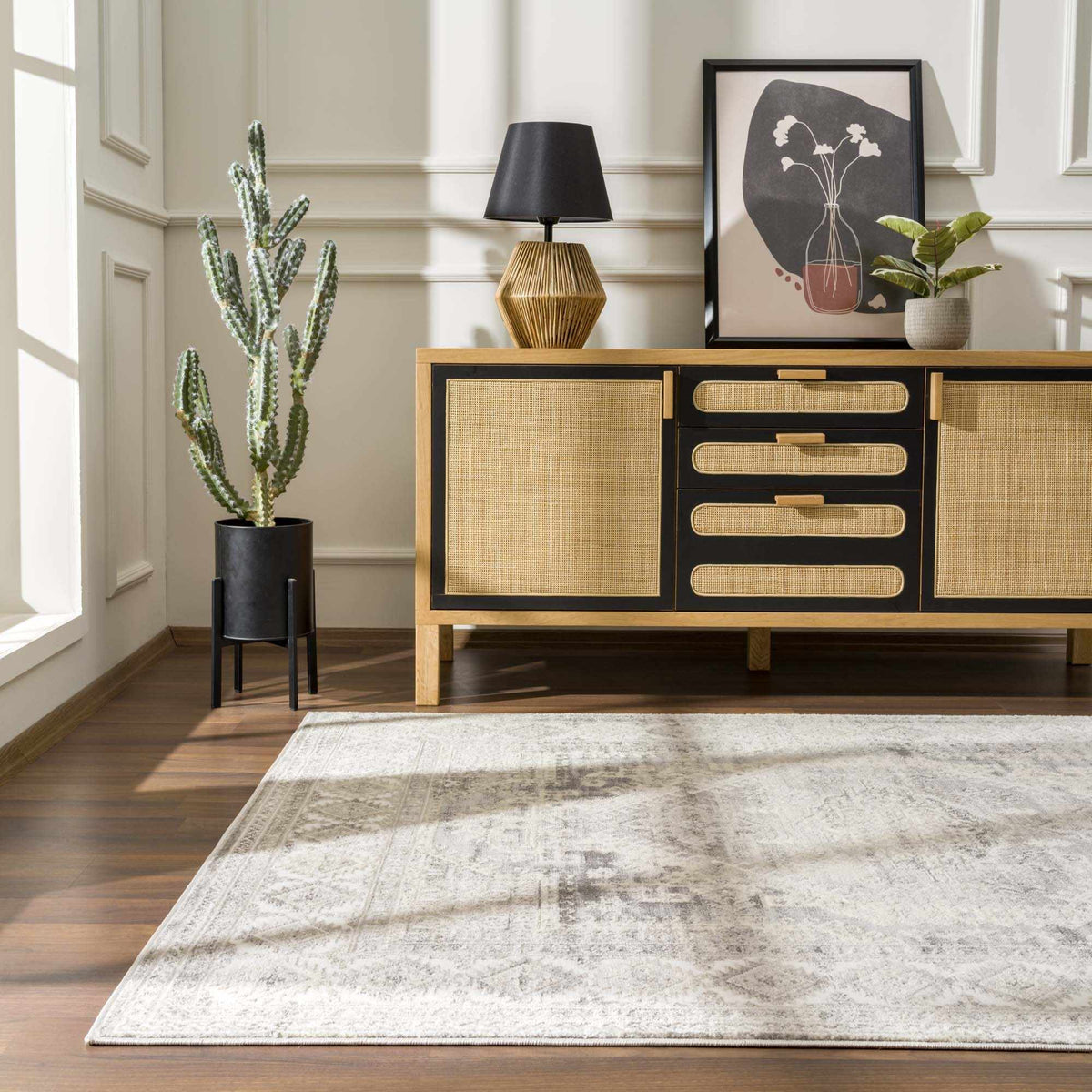 Brend Taupe Medallion Area Rug - Clearance