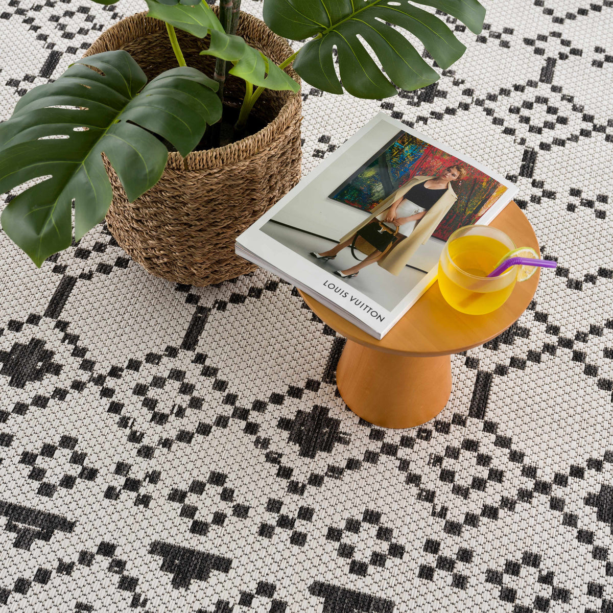 Haynesville Moroccan Design Pixel Outdoor Rug - Clearance