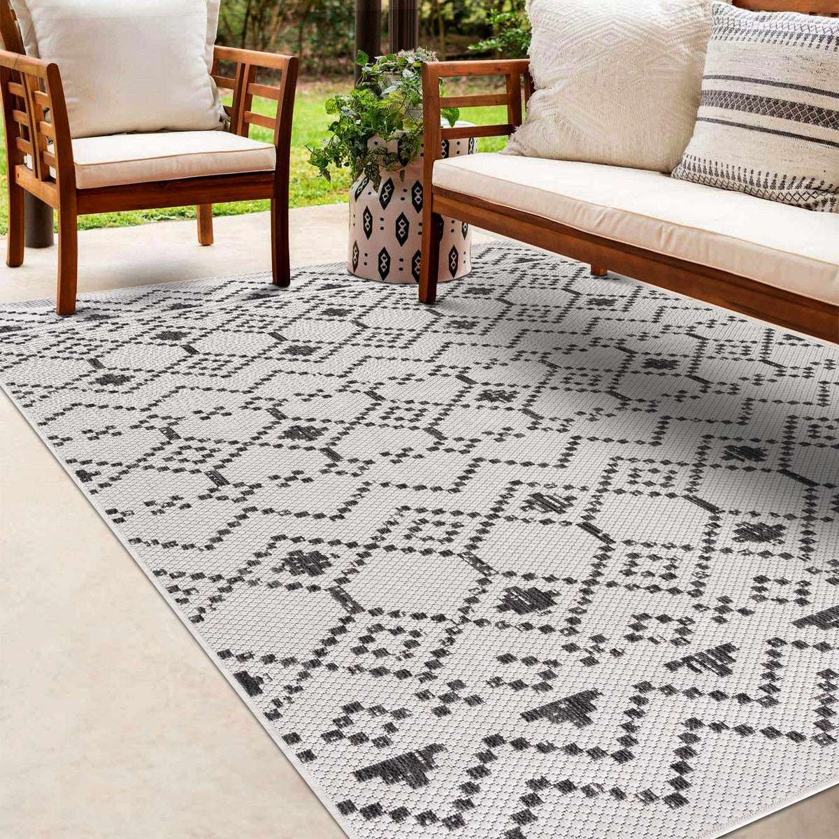 Haynesville Moroccan Design Pixel Outdoor Rug - Clearance