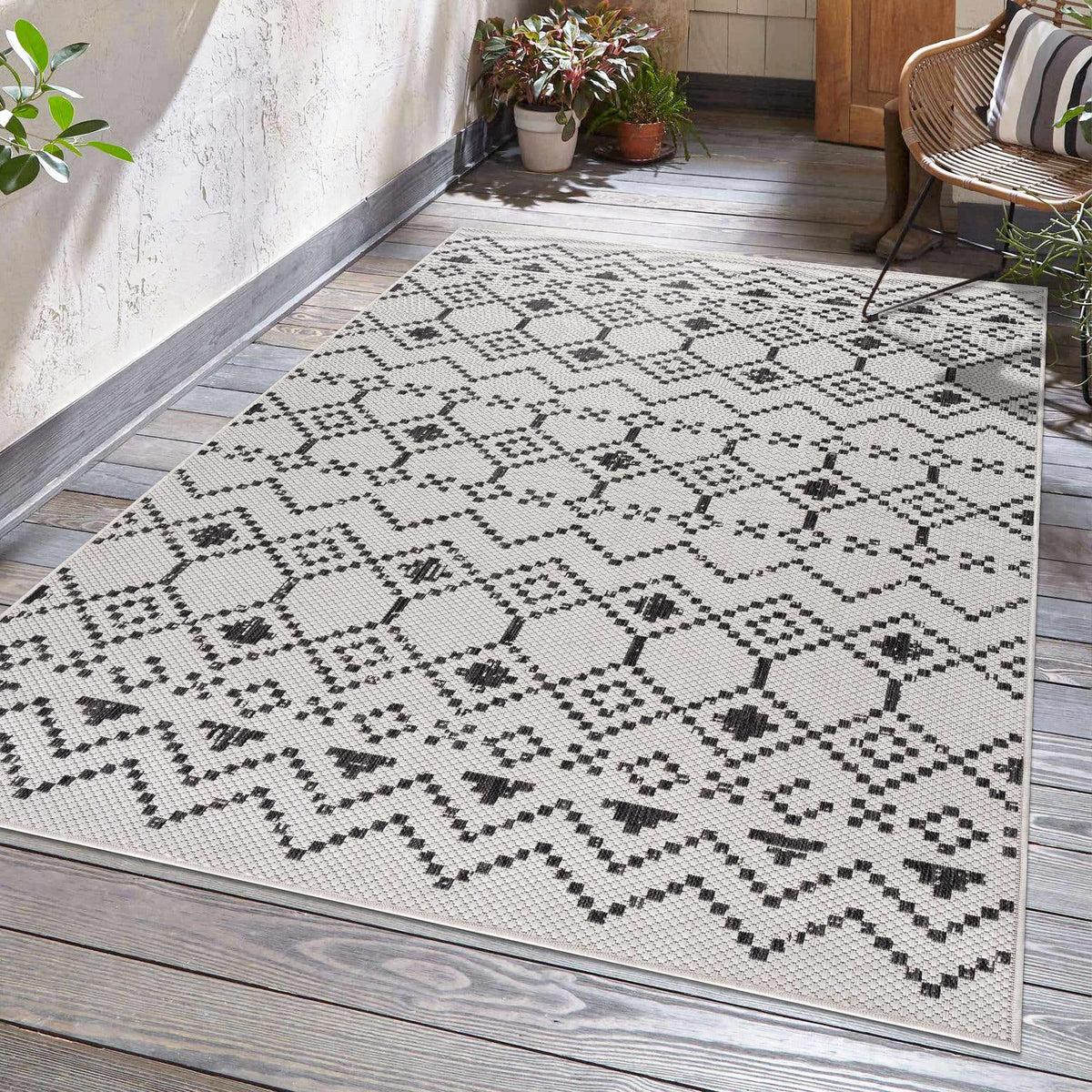 Haynesville Moroccan Design Pixel Outdoor Rug - Clearance