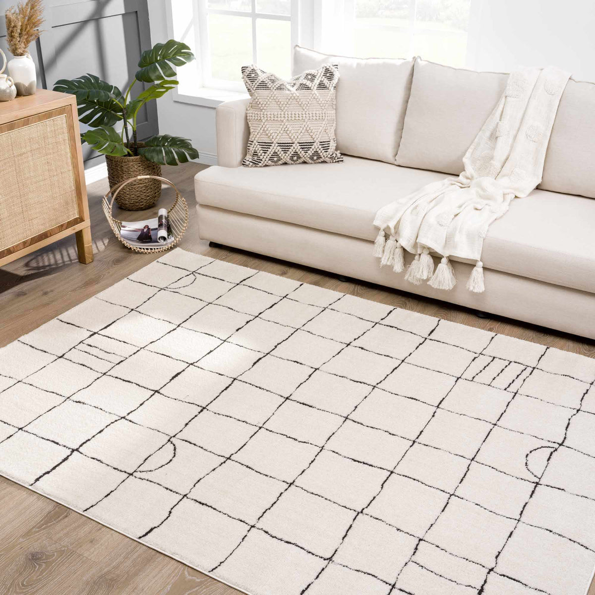Keanu Black & White Area Rug - Clearance
