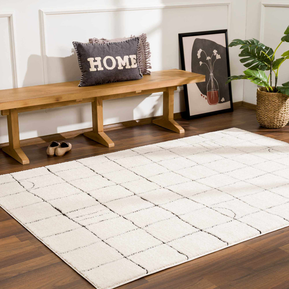 Keanu Black & White Area Rug - Clearance