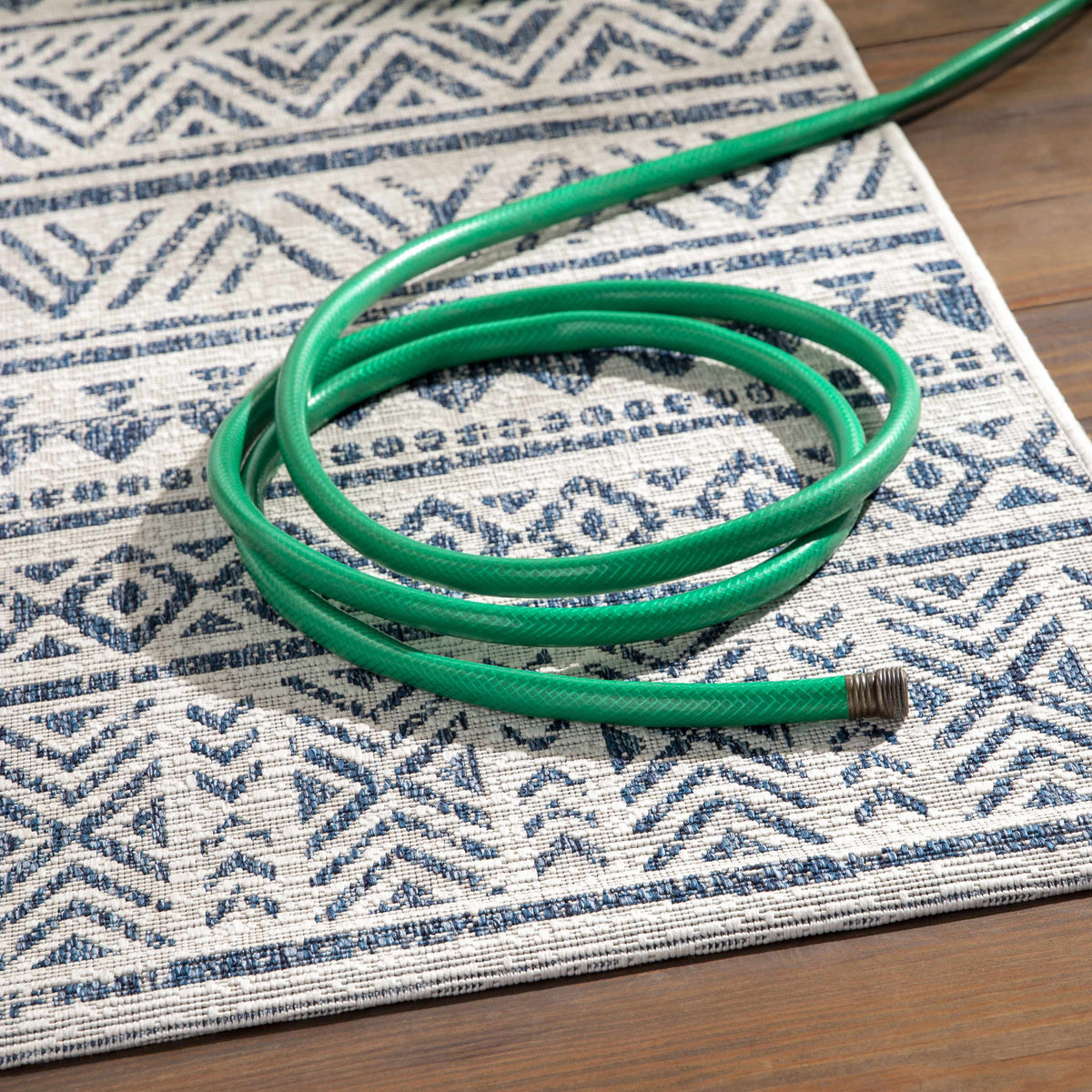 Novato Navy All Over Pattern Performance Outdoor Rug