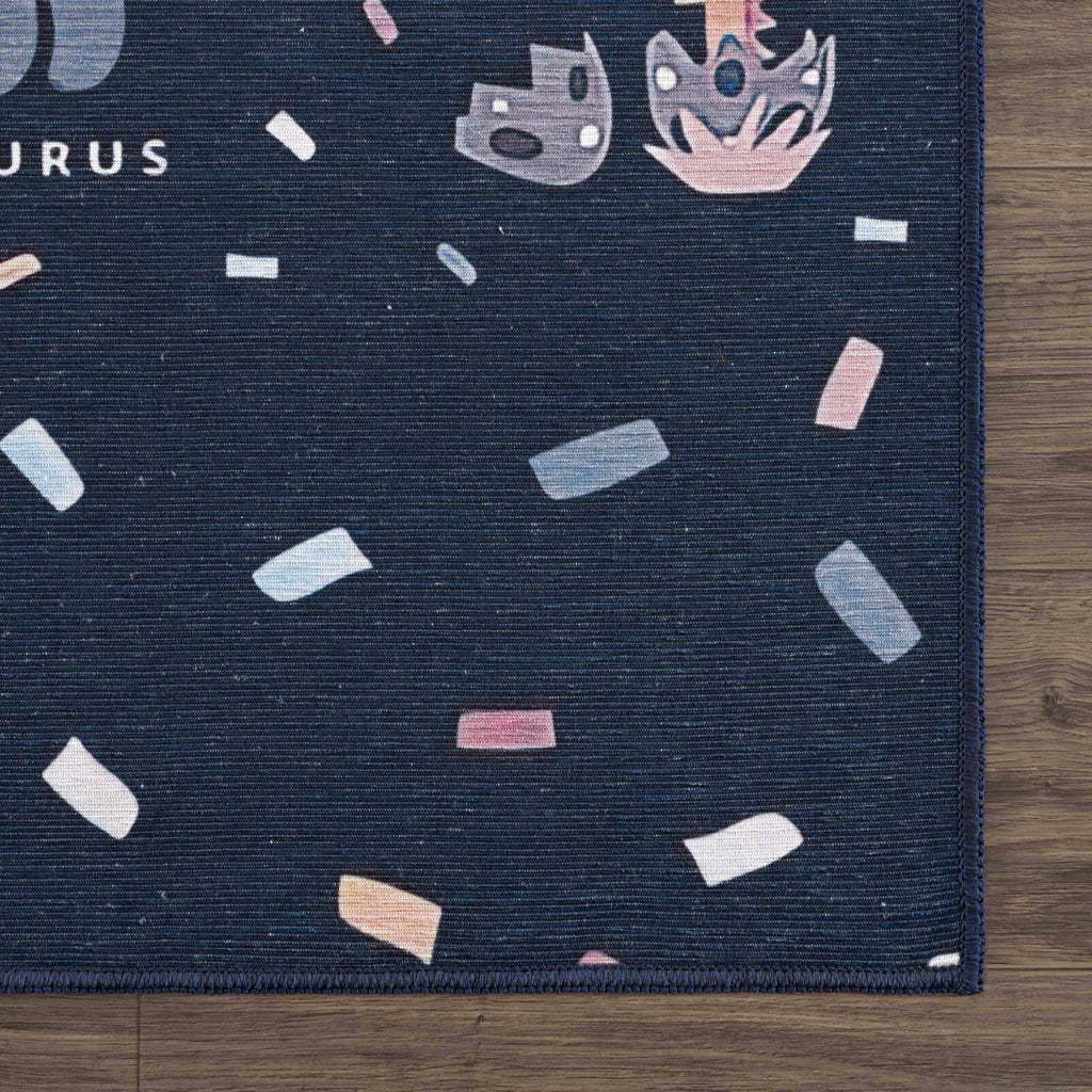 Milne Navy Dinosaur Washable Kids Rug - Clearance