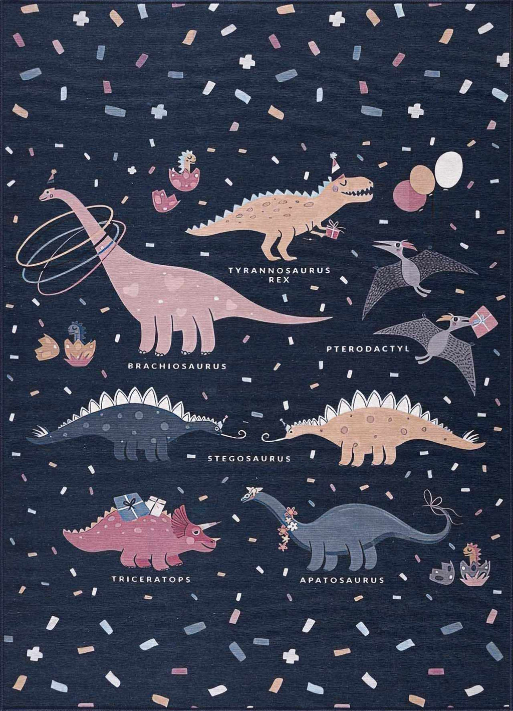 Milne Navy Dinosaur Washable Kids Rug - Clearance