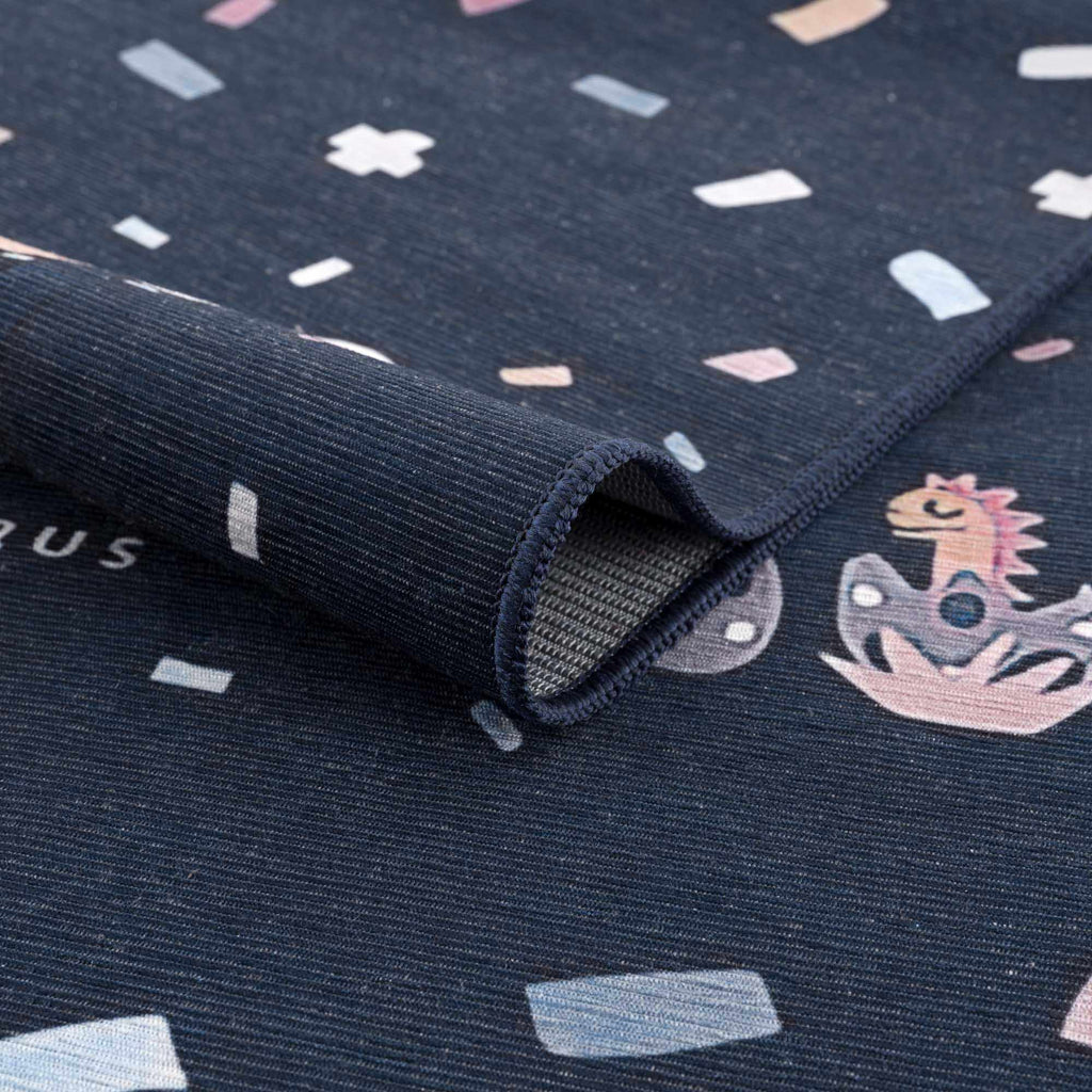 Milne Navy Dinosaur Washable Kids Rug - Clearance