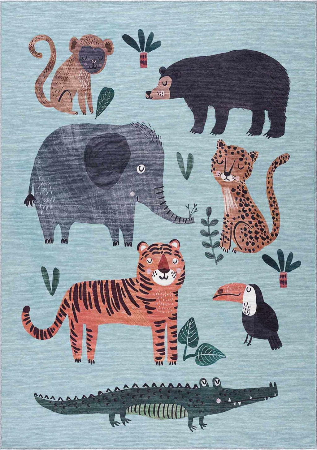 Petey Blue Animal Print Washable Kids Rug - Clearance