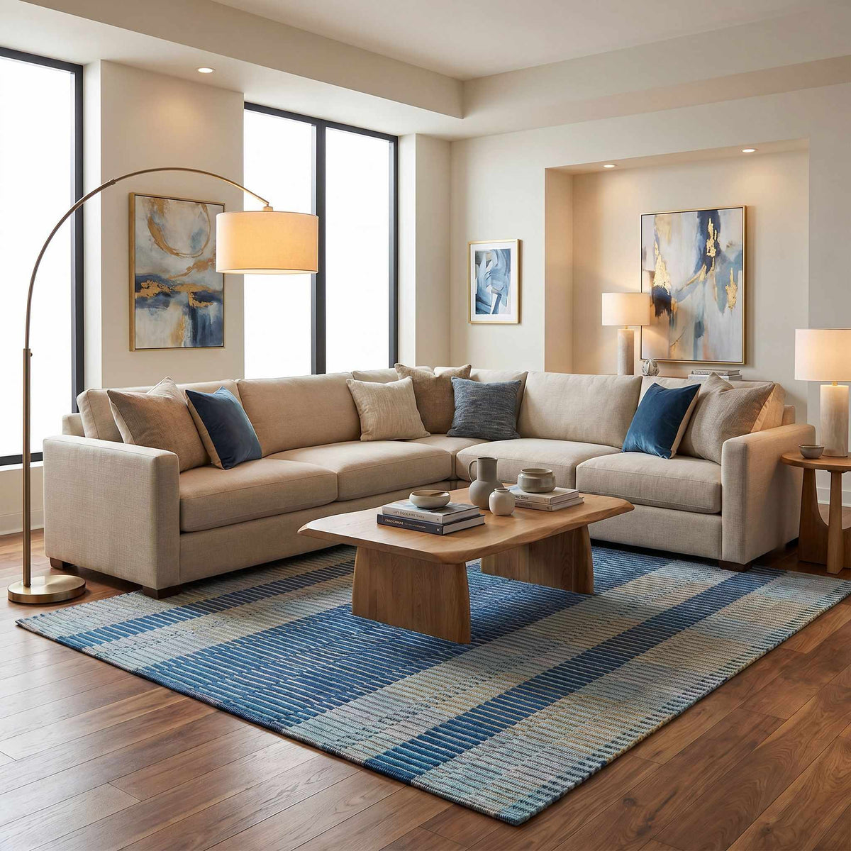 Hesper Blue Traditional Area Rug