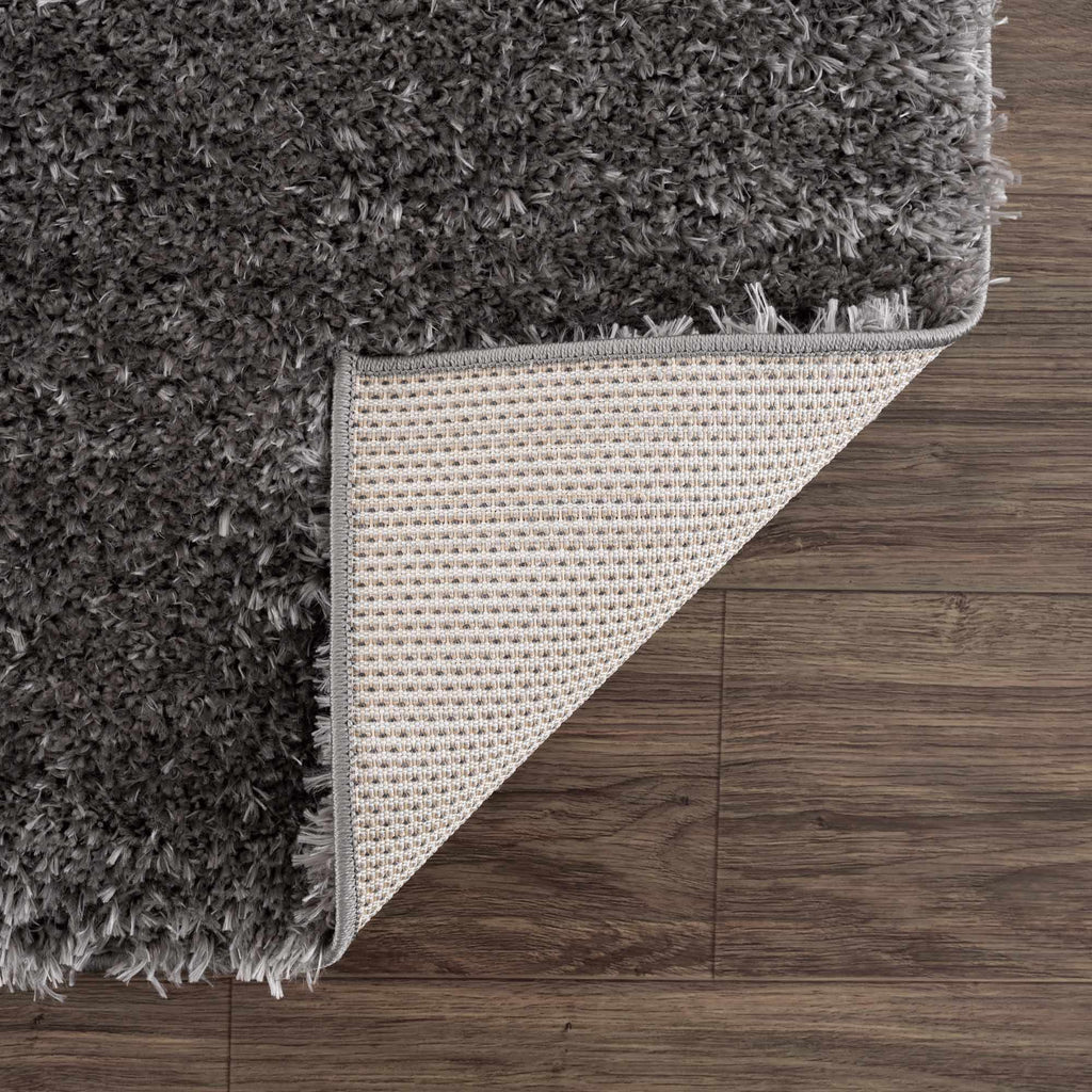 Faina Solid Dark Gray Shag Washable Area Rug - Clearance