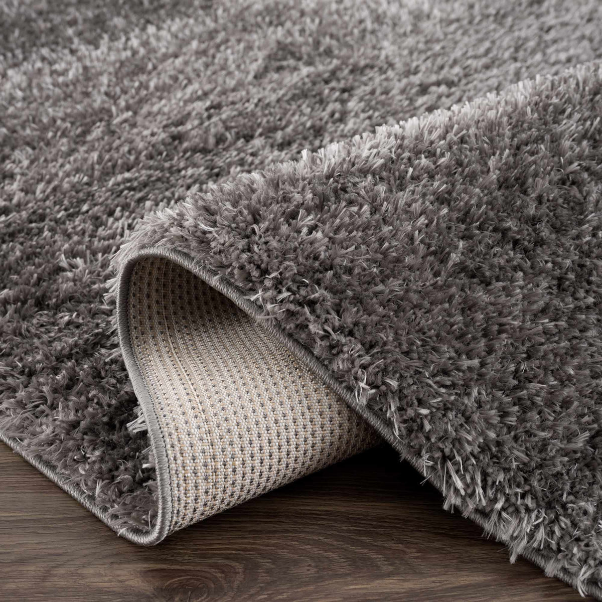 Faina Solid Dark Gray Shag Washable Area Rug - Clearance