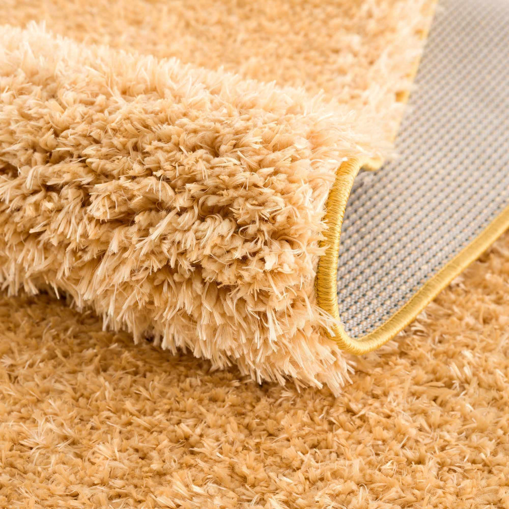 Faina Solid Gold Shag Washable Area Rug - Clearance