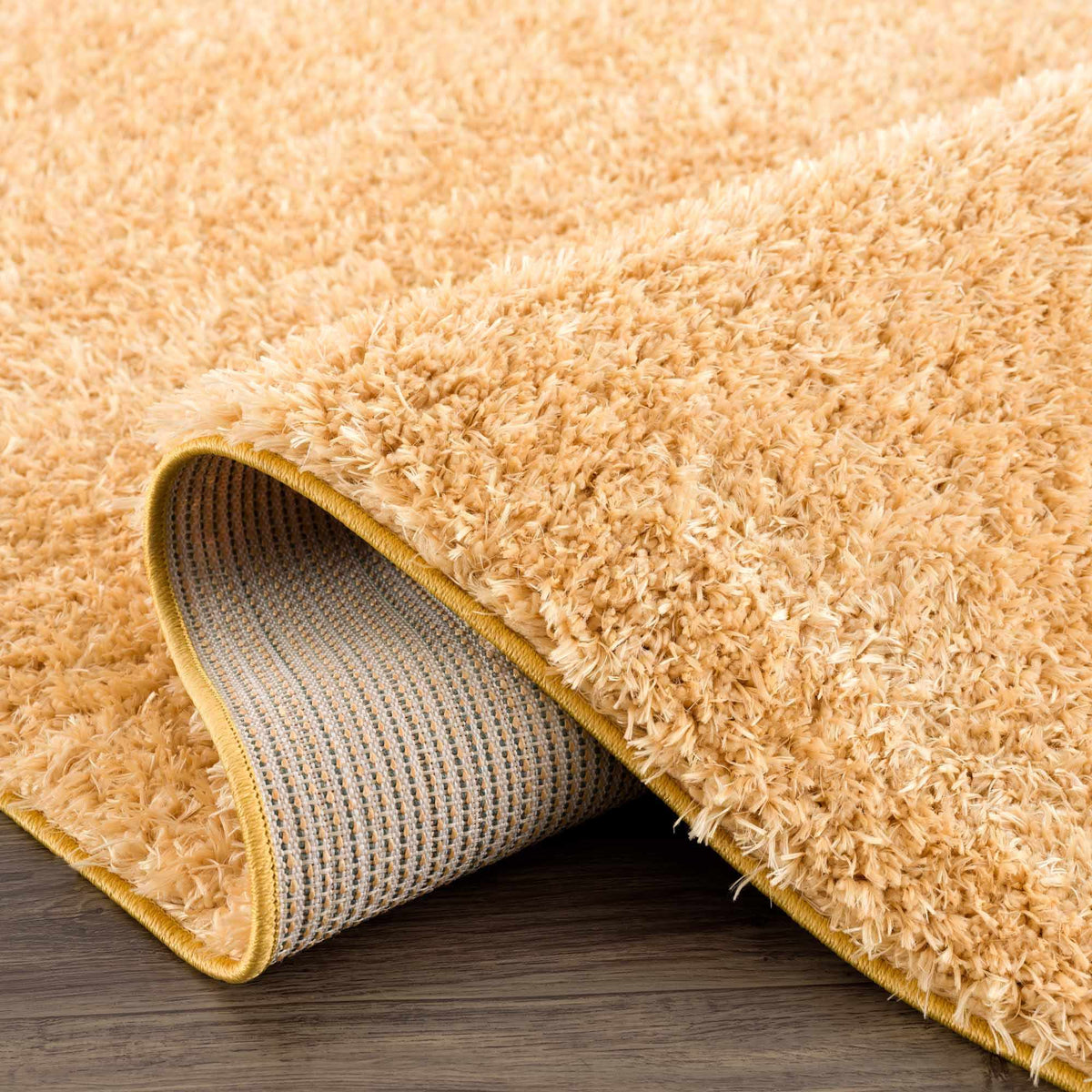 Faina Solid Gold Shag Washable Area Rug - Clearance