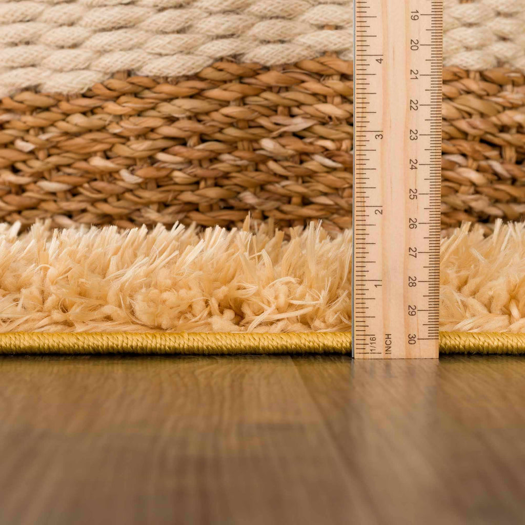 Faina Solid Gold Shag Washable Area Rug - Clearance