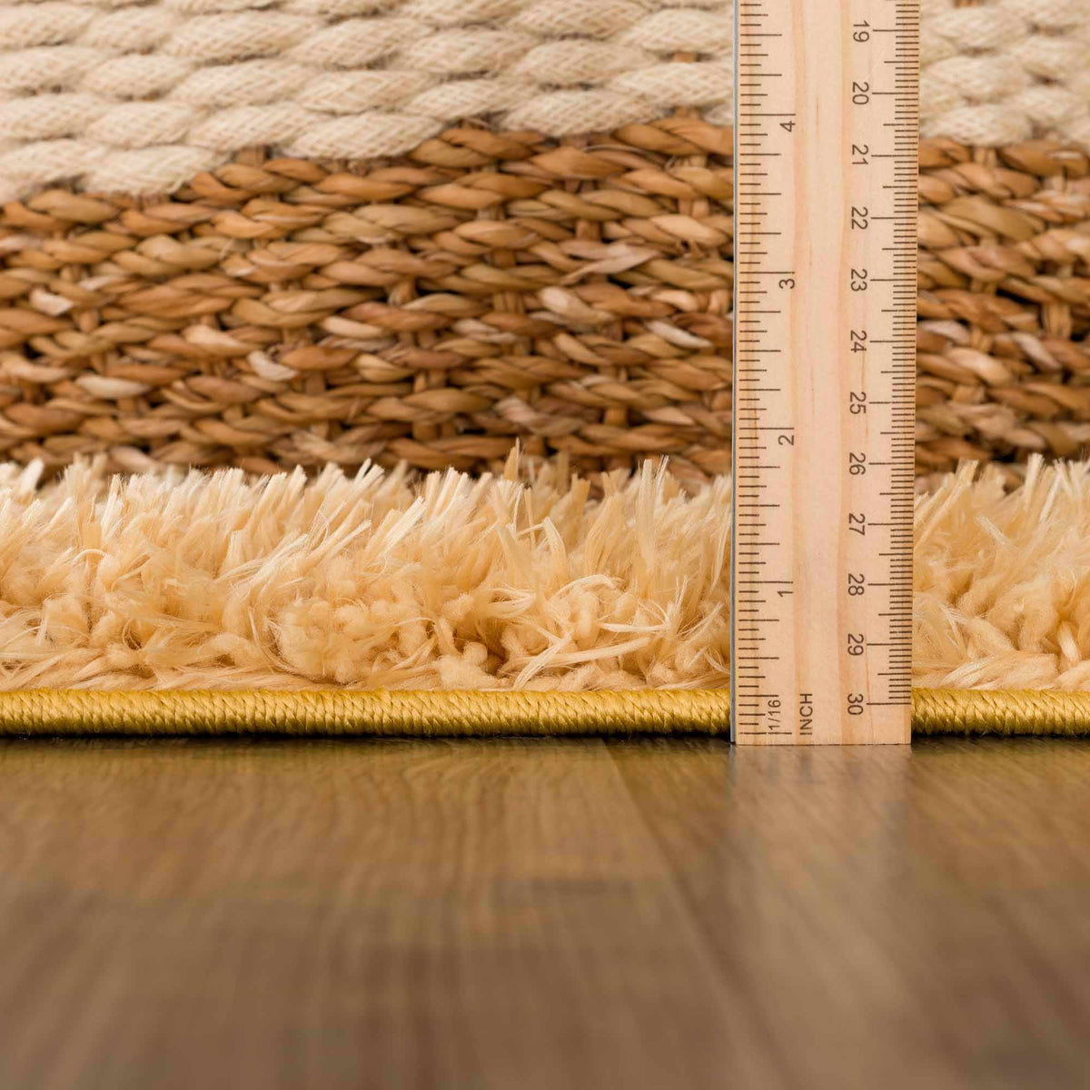 Faina Solid Gold Shag Washable Area Rug - Clearance