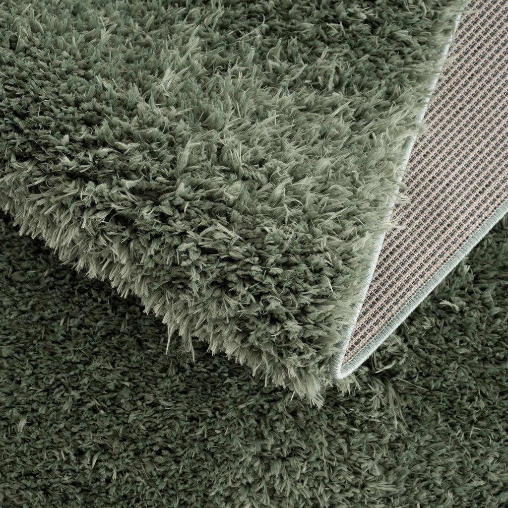 Faina Solid Green Shag Washable Area Rug - Clearance