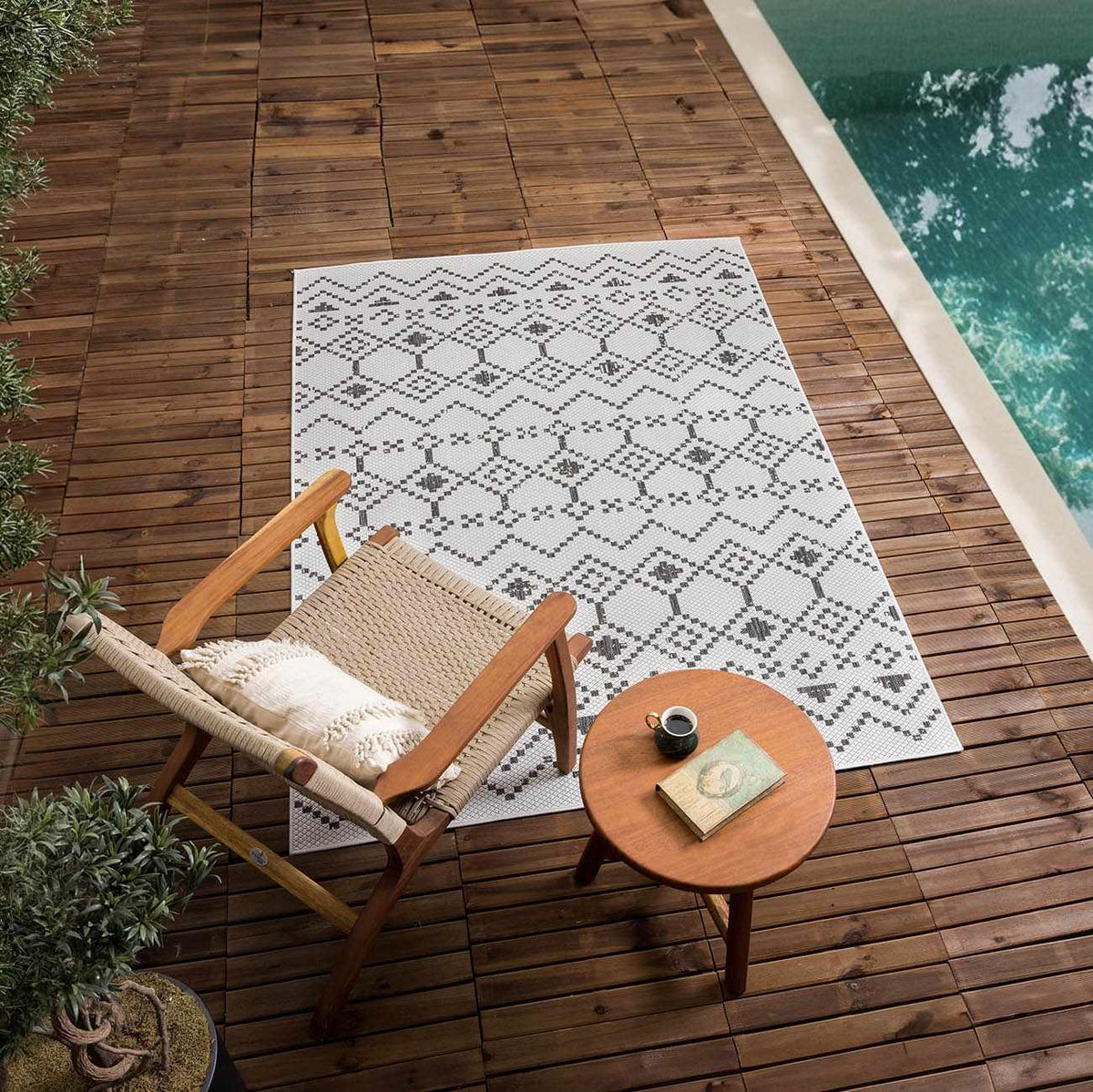 Haynesville Moroccan Design Pixel Outdoor Rug - Clearance