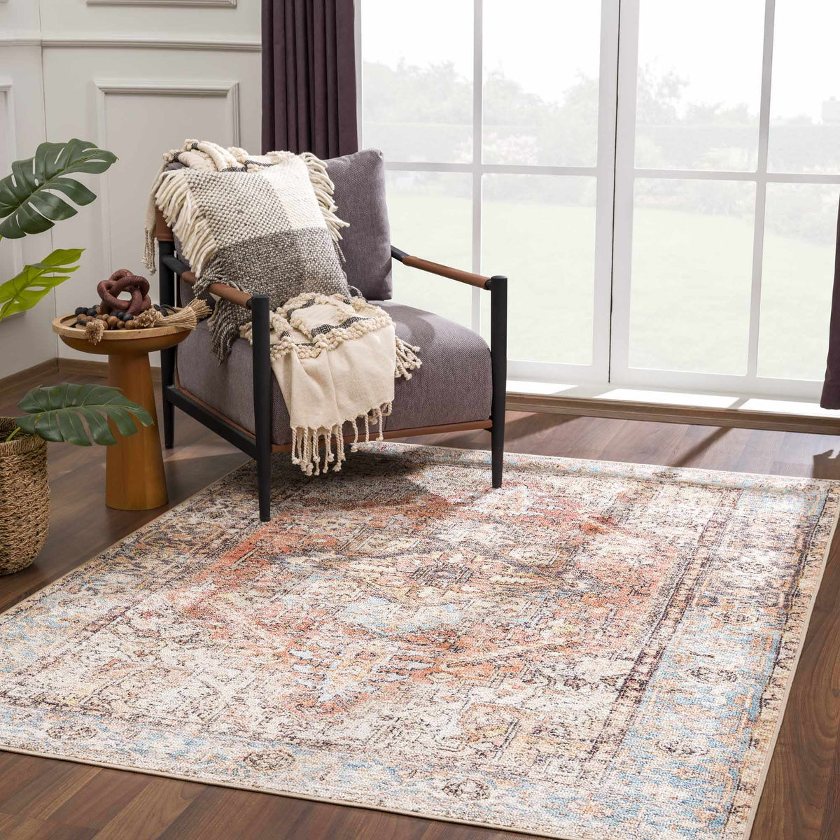 Beck Peach Washable Area Rug - Clearance