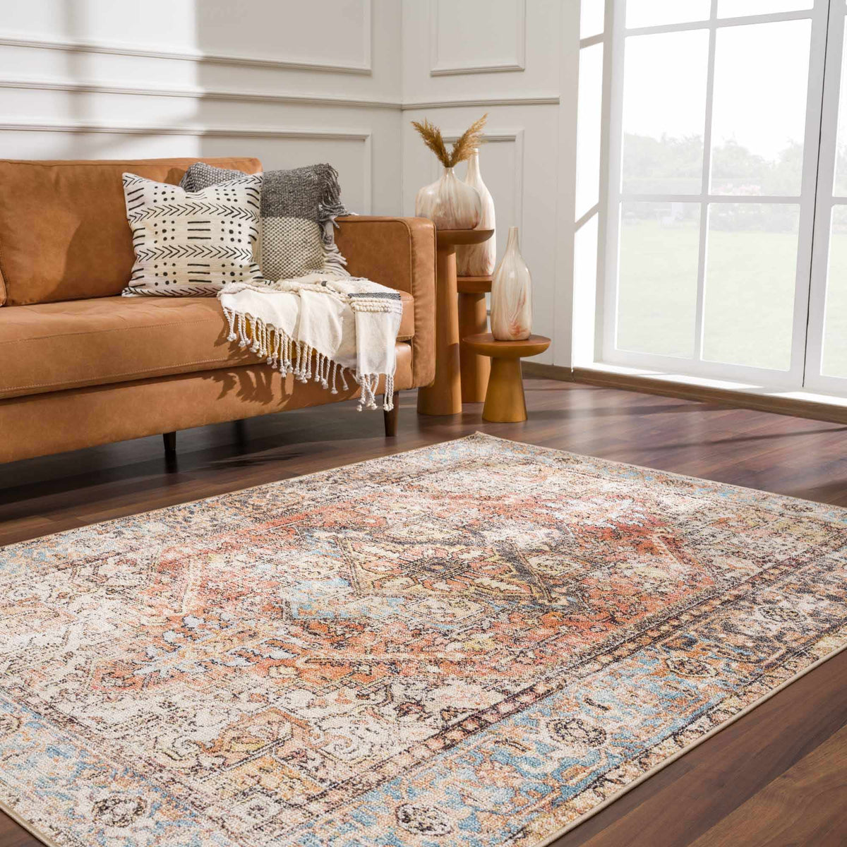 Beck Peach Washable Area Rug - Clearance