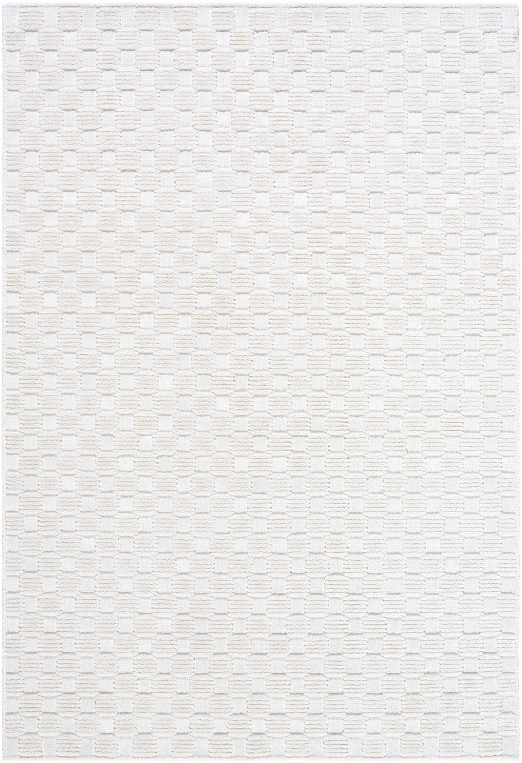 Anthea Off-White 3D Checkered Washable Rug