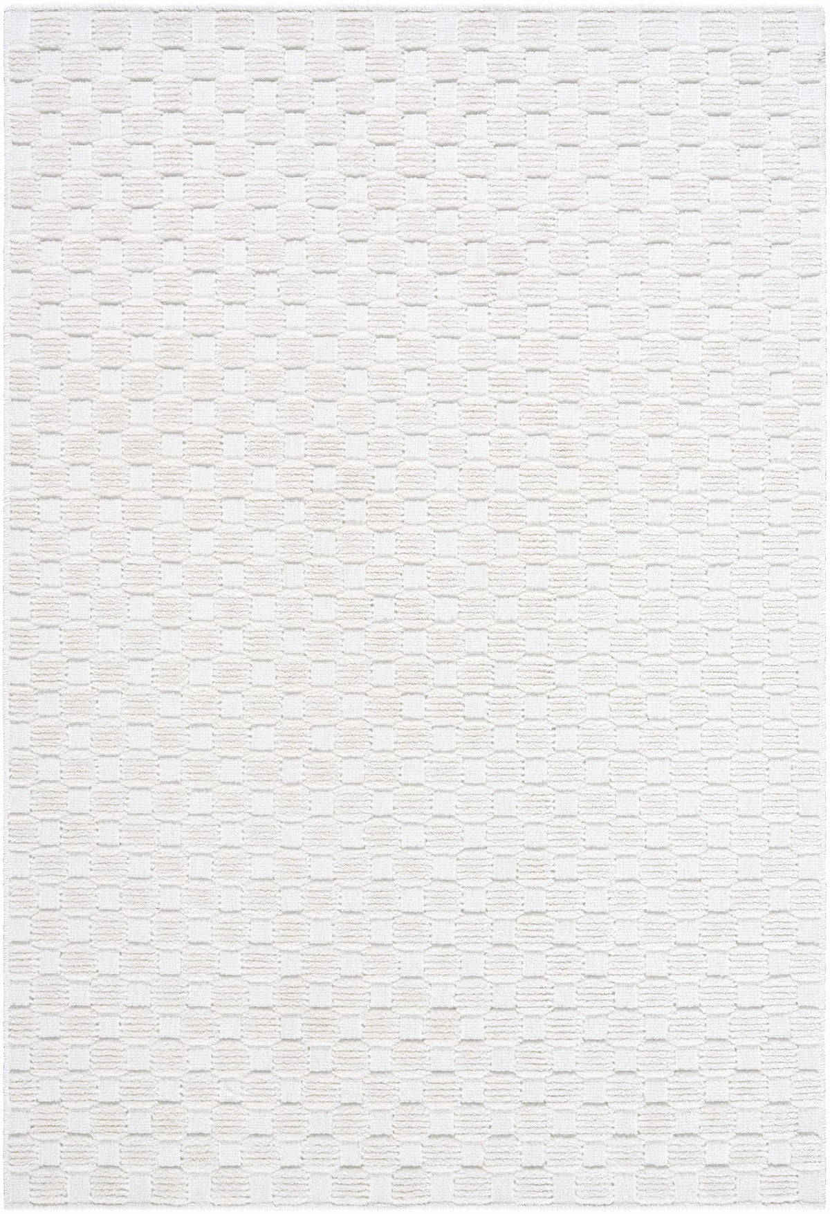 Anthea Off-White 3D Checkered Washable Rug