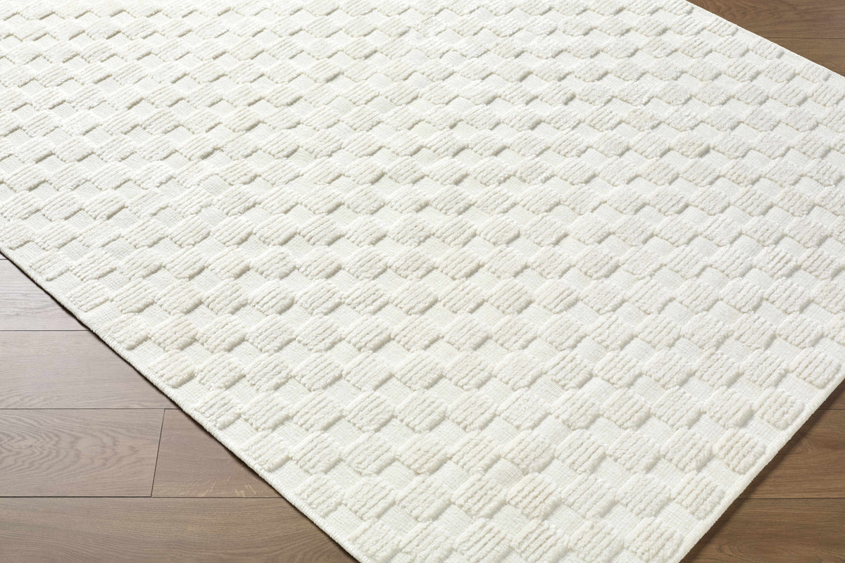 Anthea Off-White 3D Checkered Washable Rug