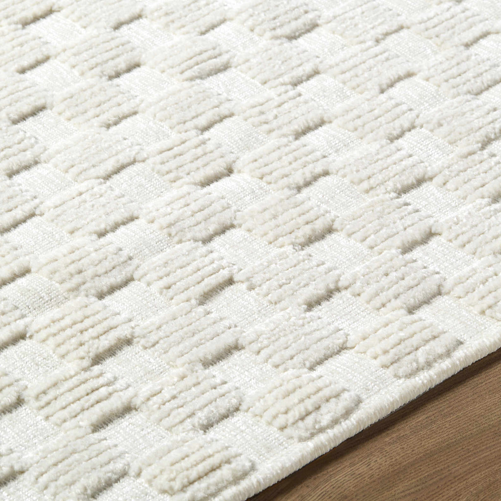 Anthea Off-White 3D Checkered Washable Rug